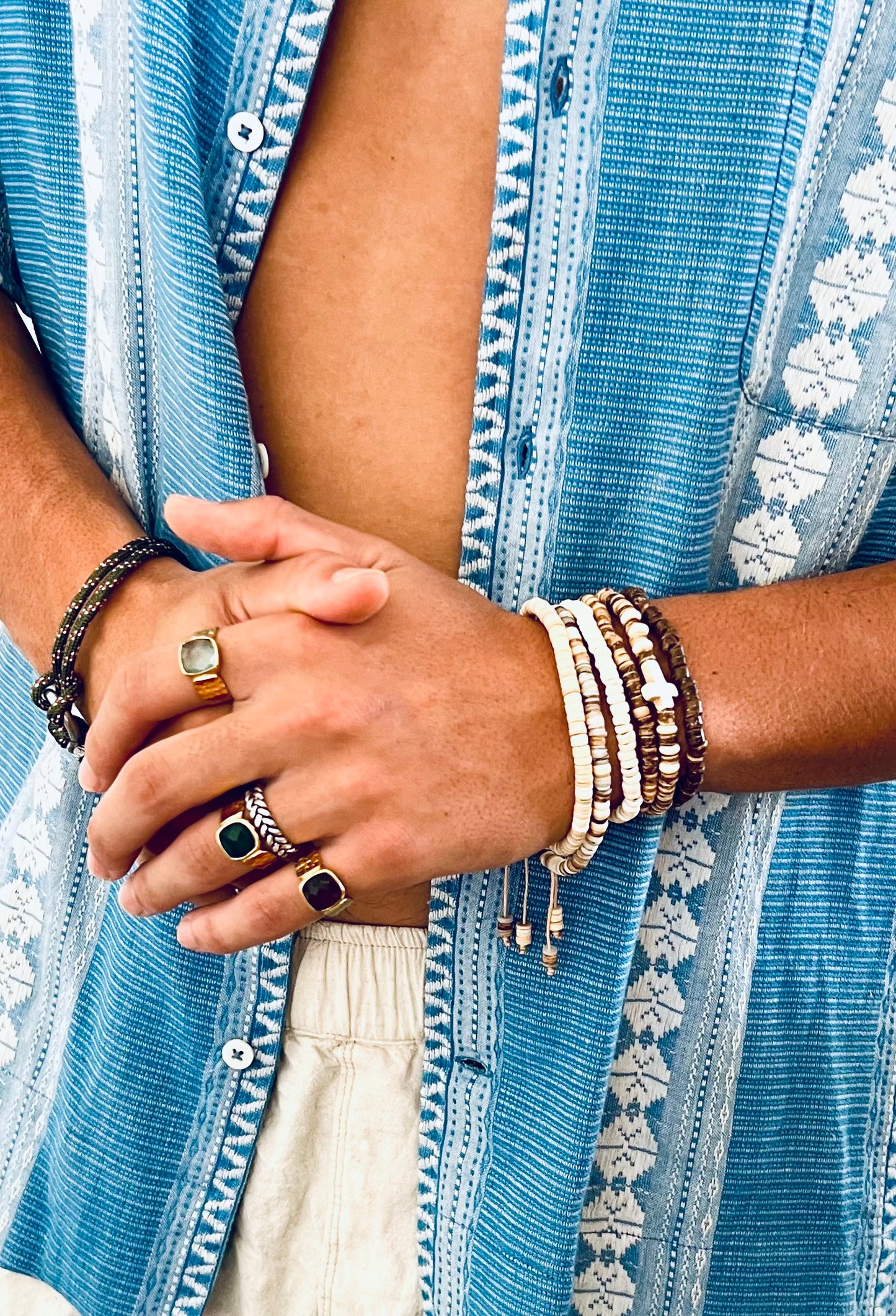 Pale blue quartz ring