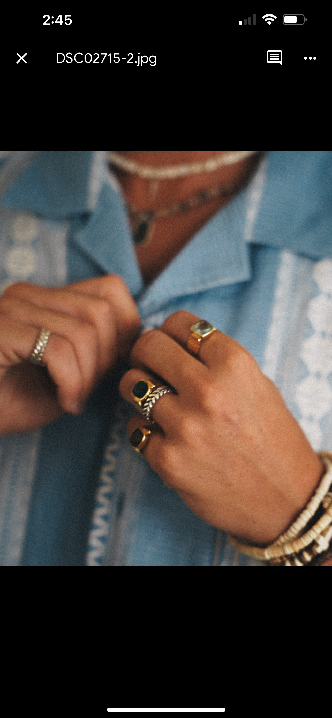 Pale blue quartz ring