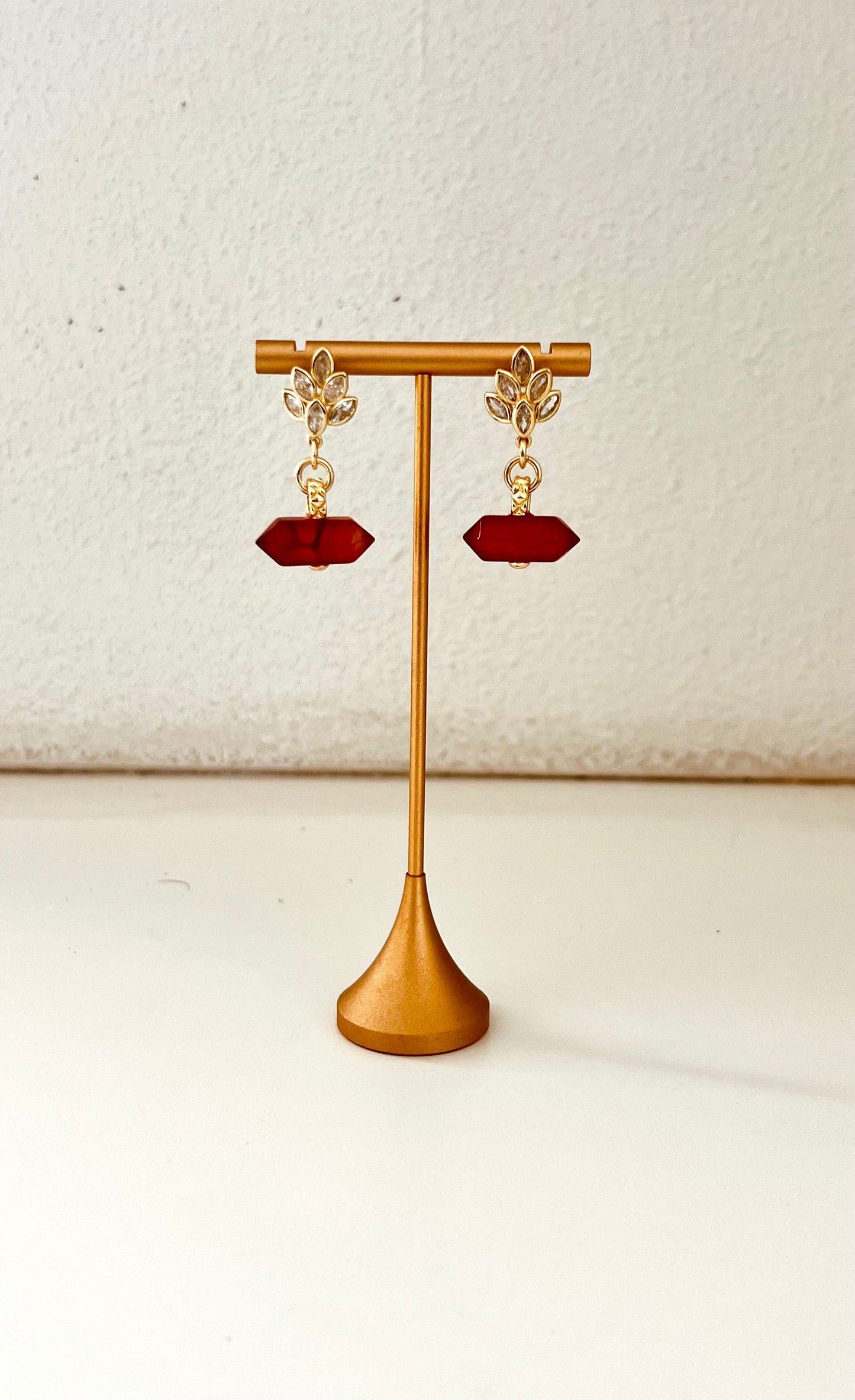 Leaf carnelian earrings
