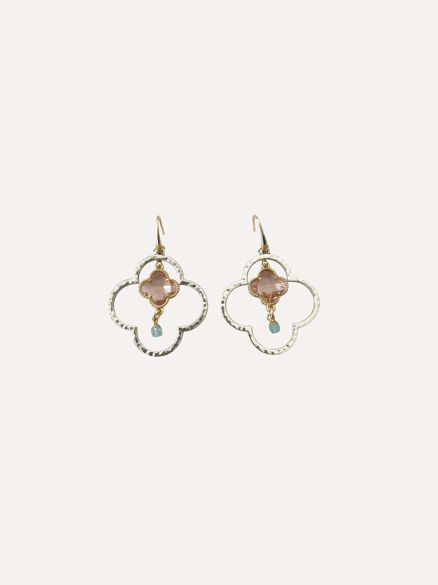 Hammered Double Clover Champagne Earring