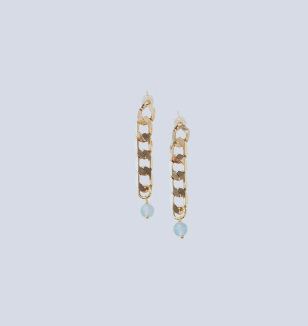 China earrings with blue bead