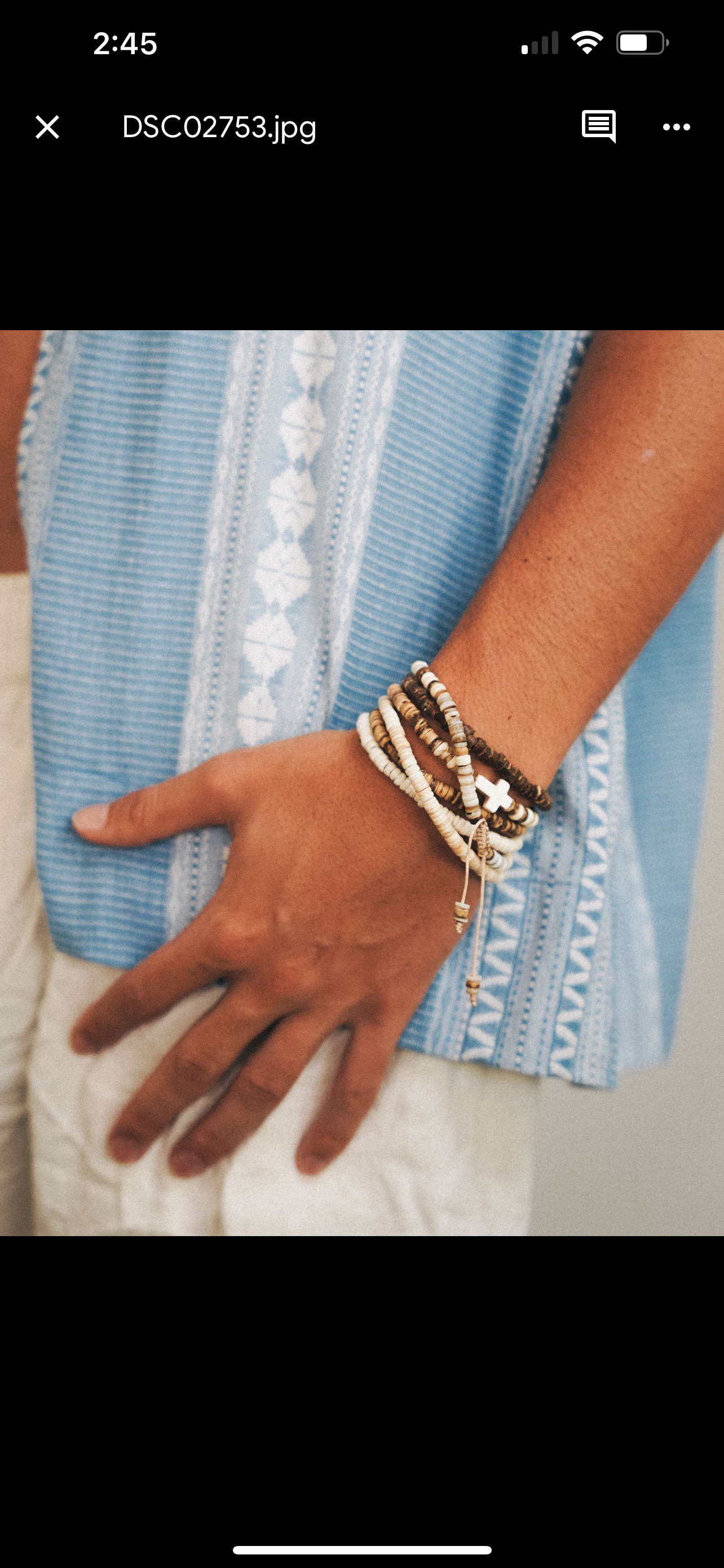 Coconut and wood beaded cord bracelets
