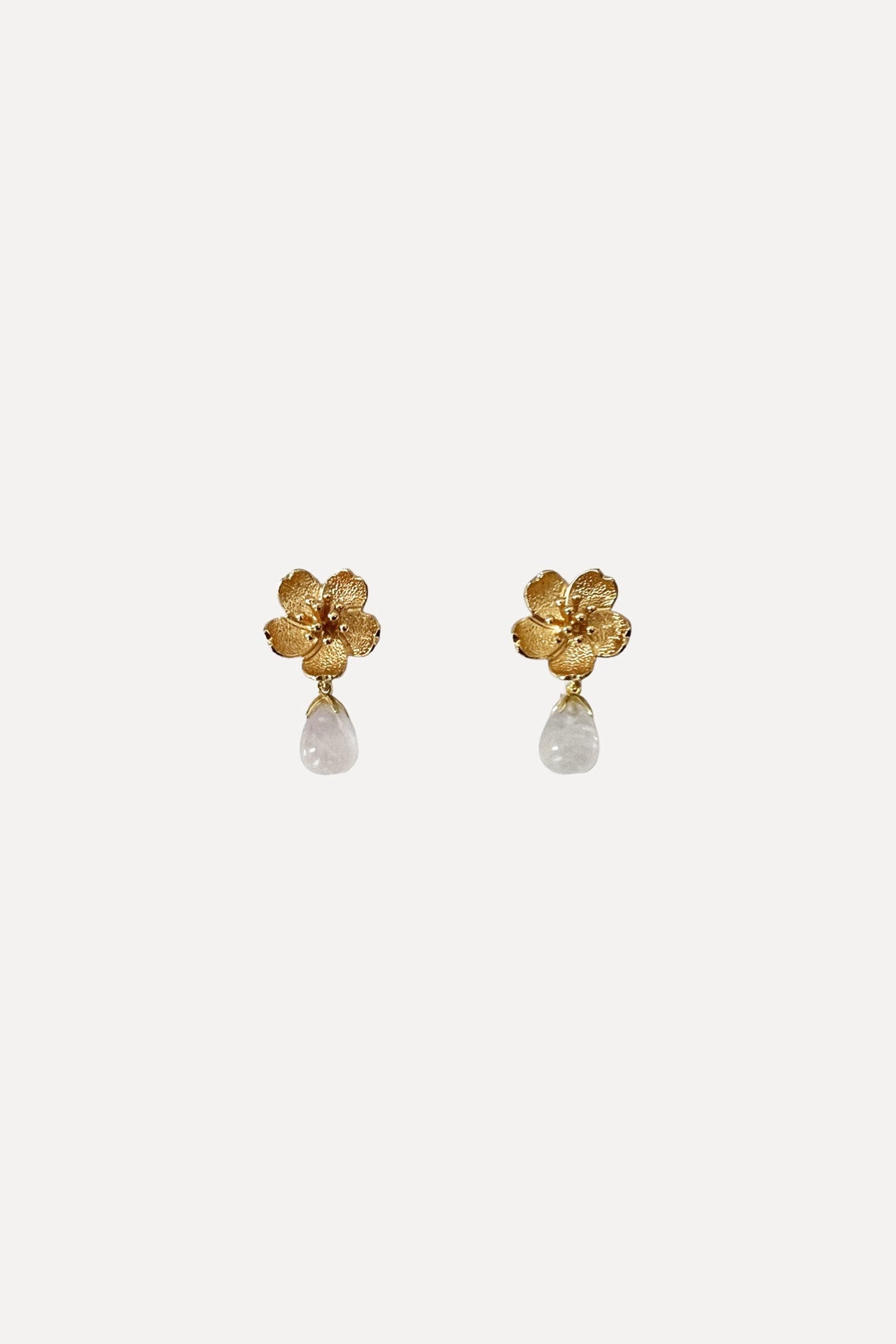 Rose Quartz Drop Flower Earrings