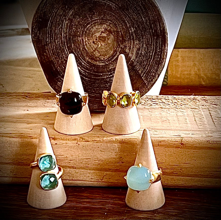 Double blue topaz quartz ring
