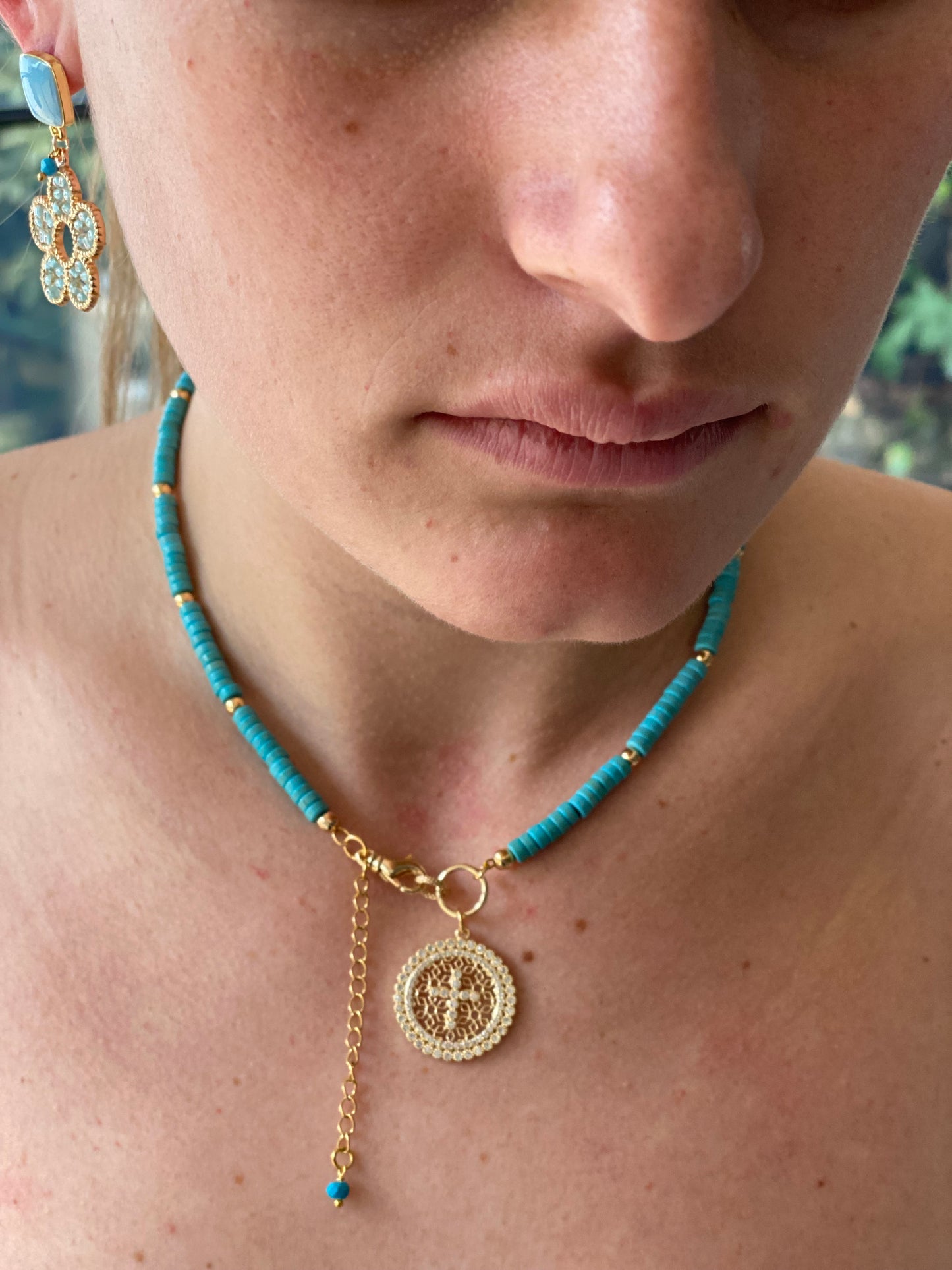 Turquoise cross necklace