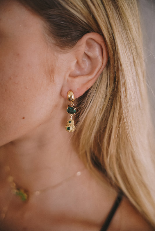 Emerald filigree earrings