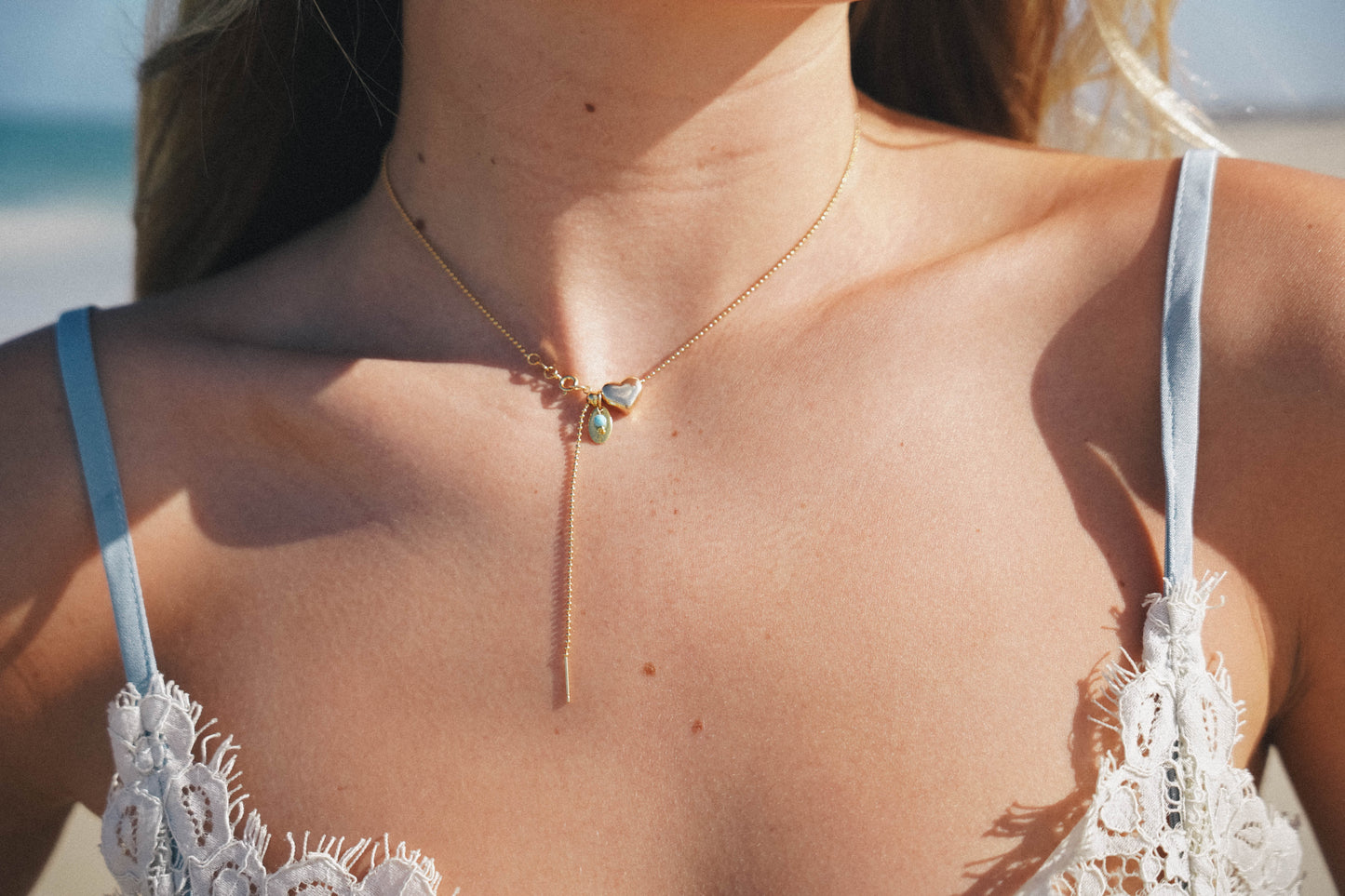 Adjustable gold heart necklace