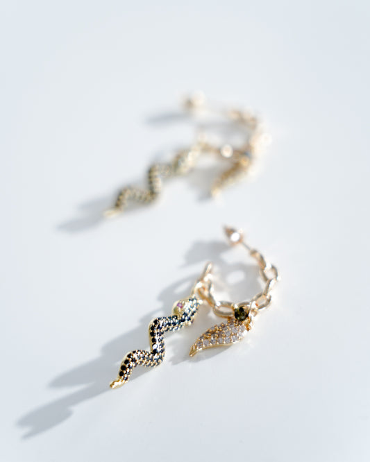 Snake Wing Chain Hoops