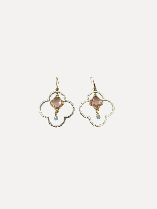 Hammered Double Clover Champagne Earring