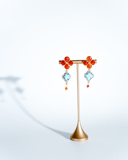 Carnelian Cluster with Blue Quartz Clover