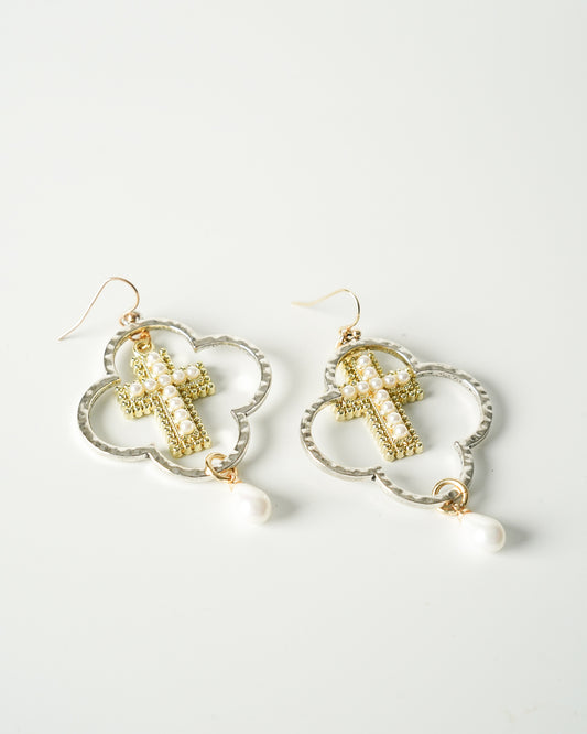 Clover cross earring