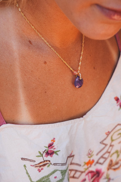 Amethyst Teardrop Necklace