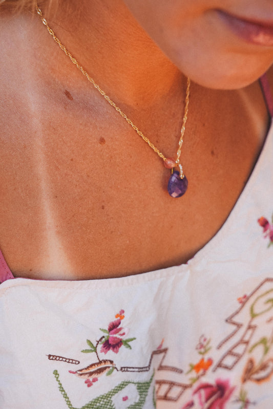 Amethyst Teardrop Necklace