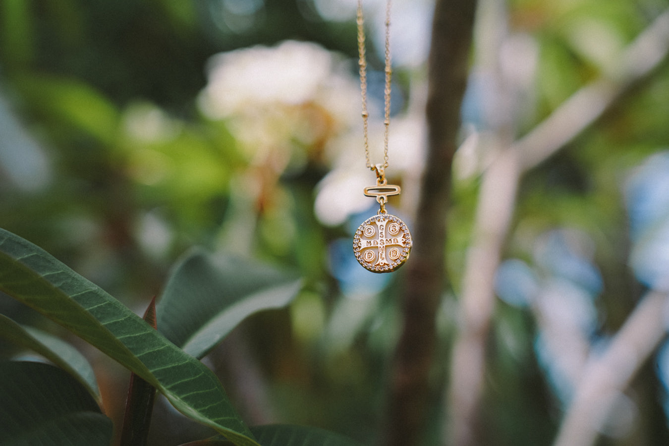 Celtic MOP coin necklace