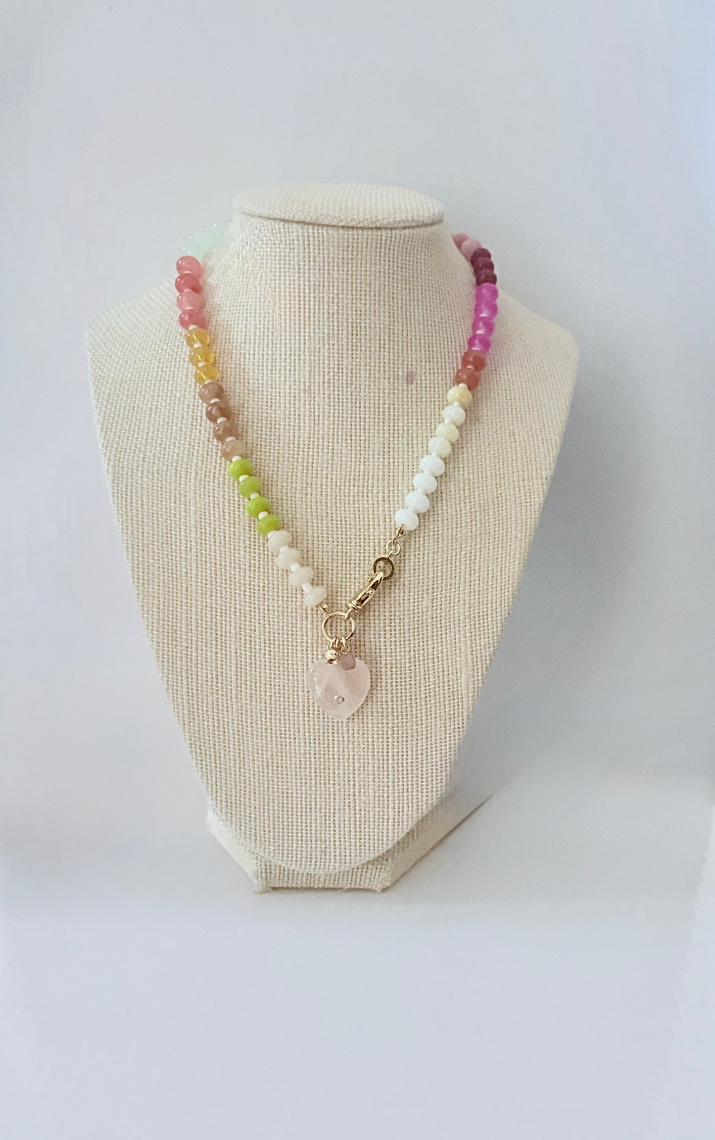 Pink heart beaded necklace