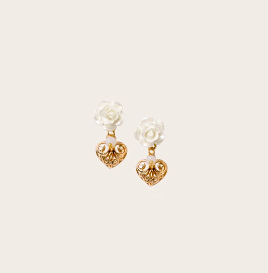 Rose heart earrings