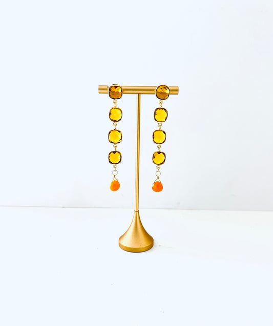 Menorca yellow quartz earrings