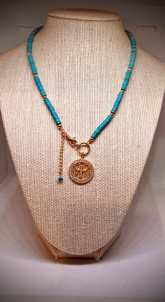 Turquoise cross necklace