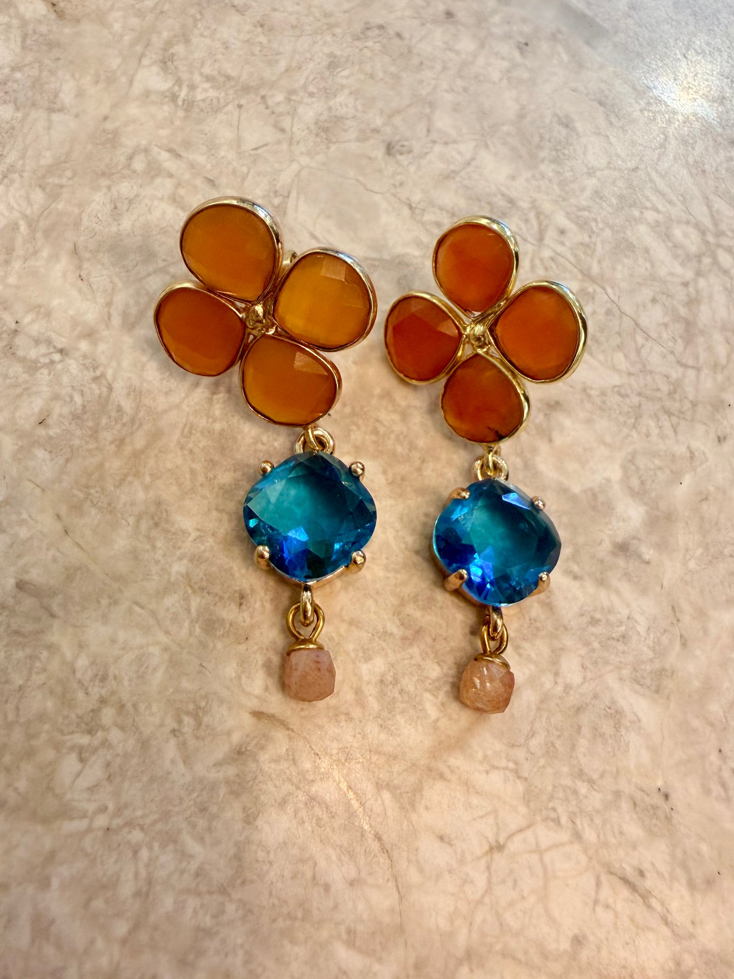 Carnelian Cluster with Blue Cubic Zirconia