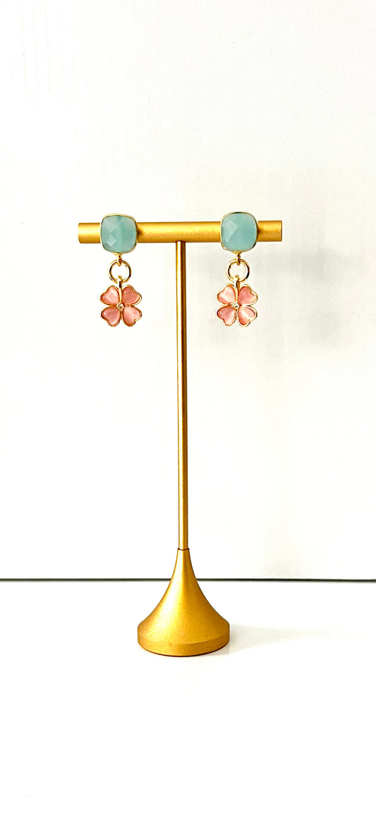 Pink flower earrings