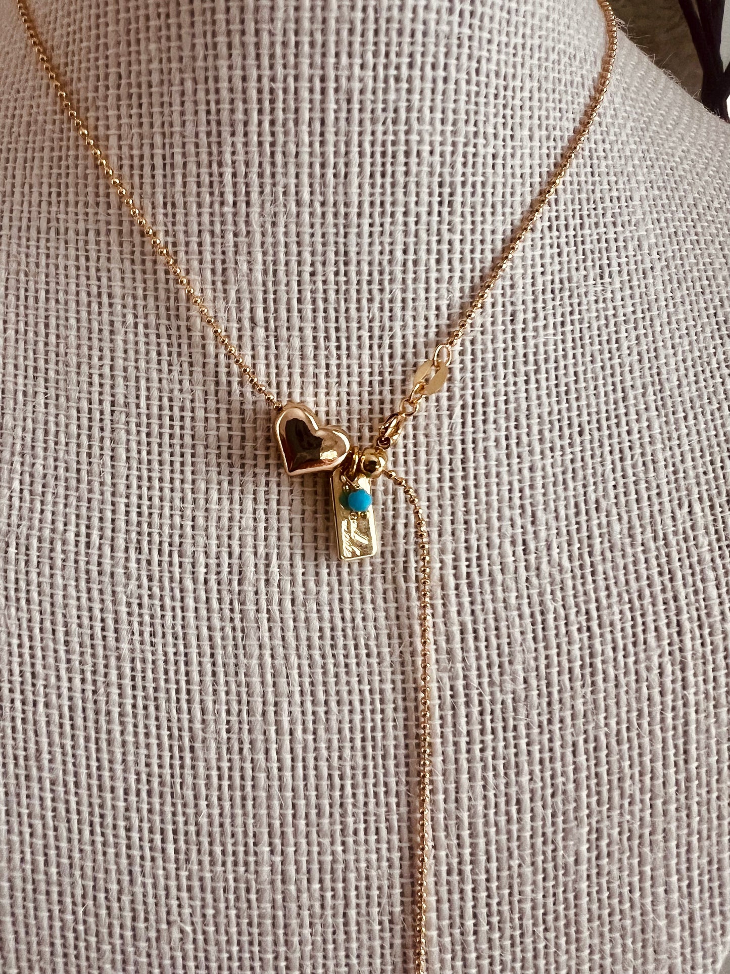 Adjustable gold heart necklace