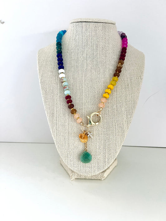 Colour Beaded charm necklace