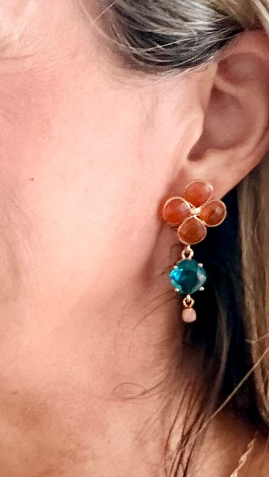 Carnelian Cluster with Blue Cubic Zirconia