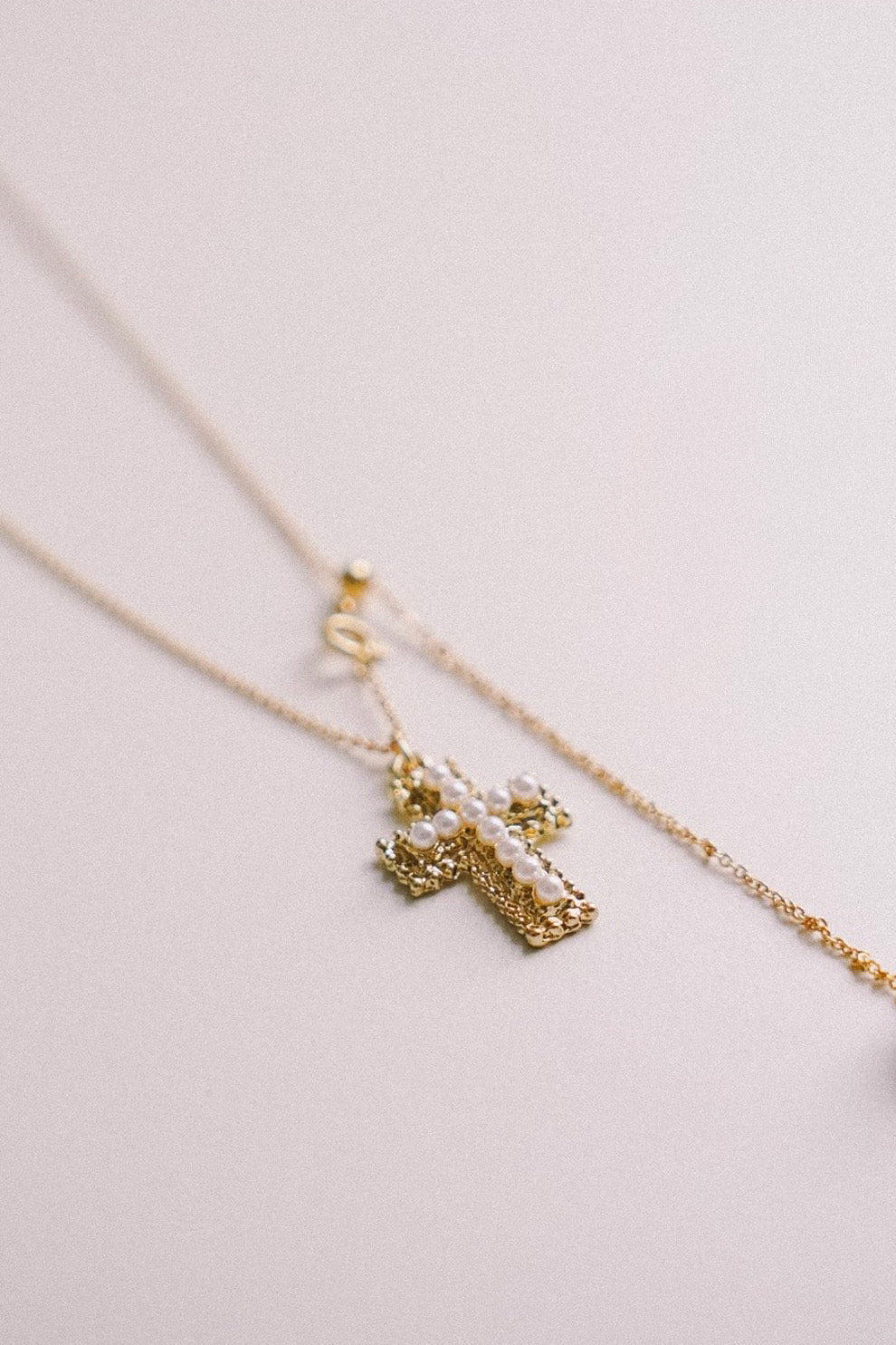 Pearl Cross Adjustable Necklace