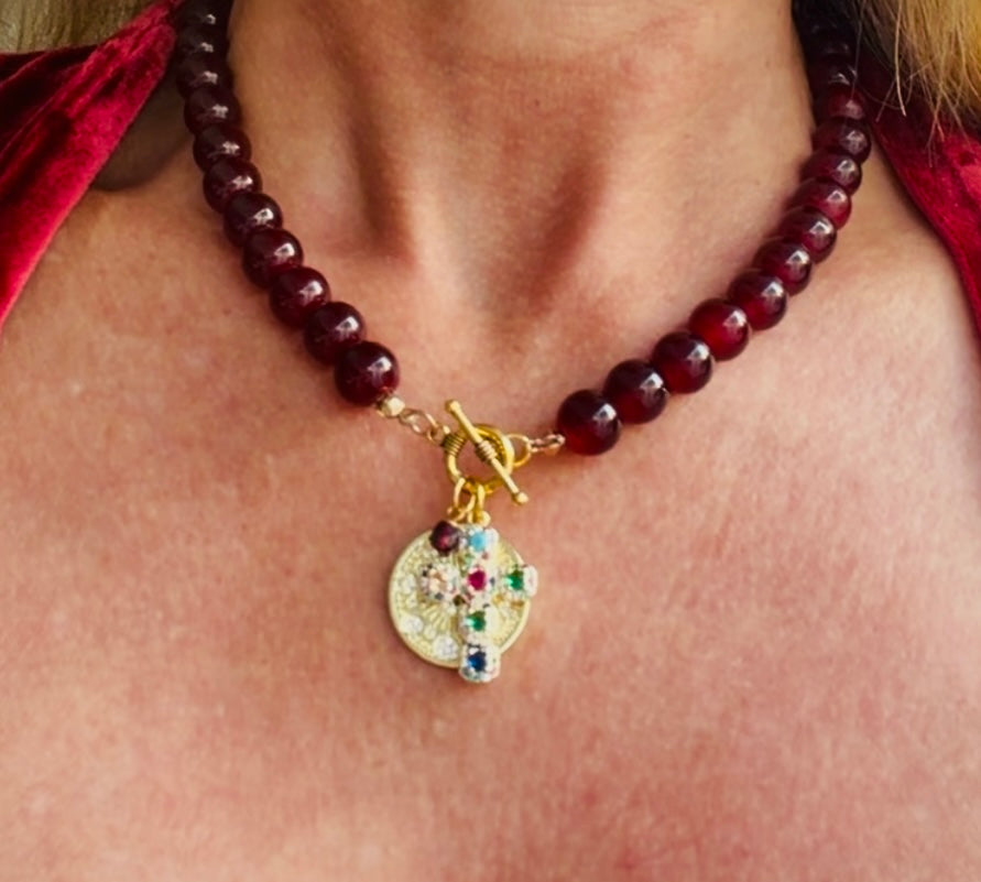 Red agate with cross