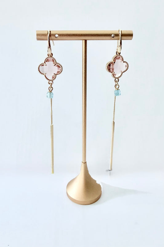 Champagne Clover with Bar Earrings