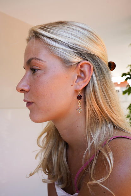 Morganite Drop Cross Earring