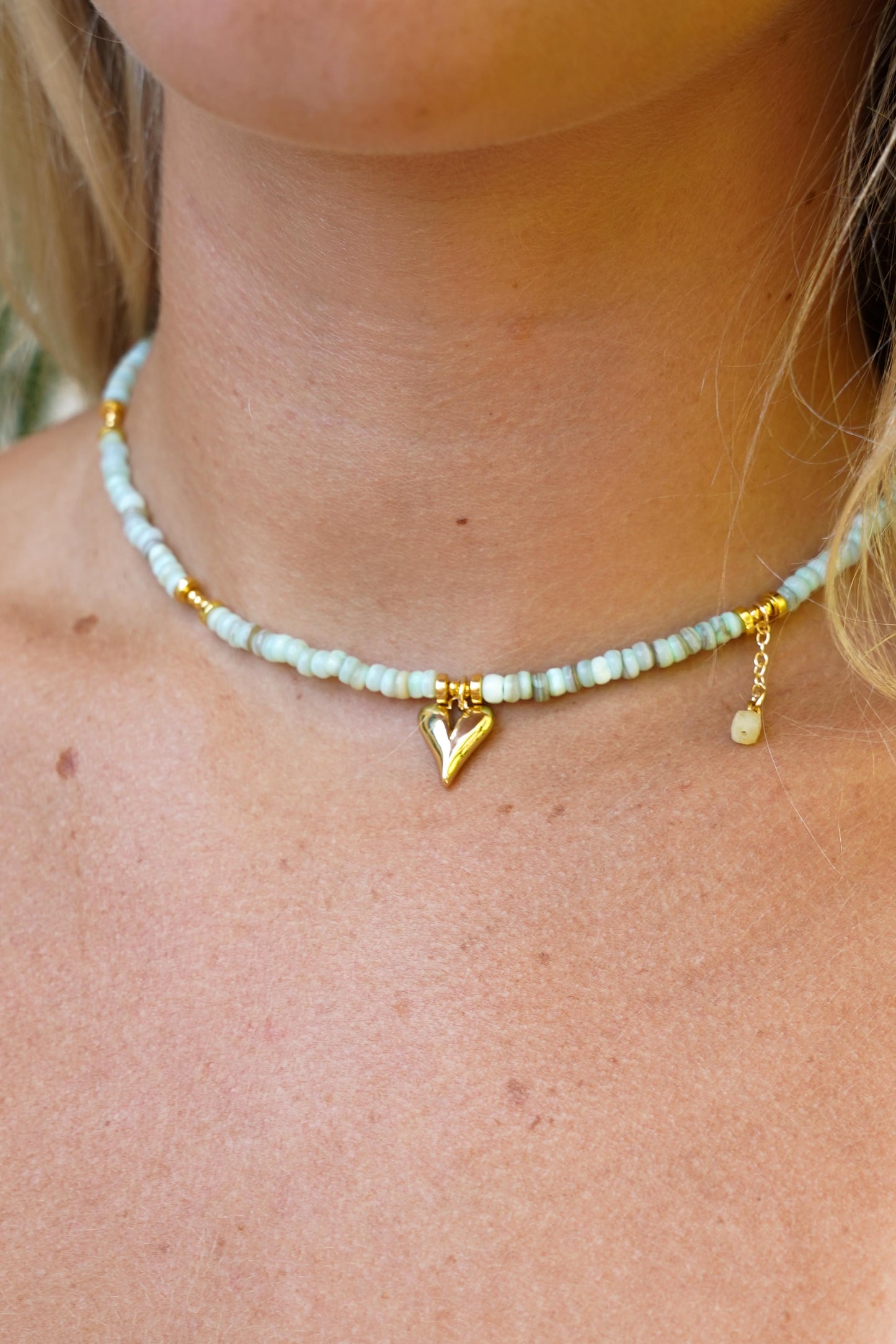 Green Beaded Heart