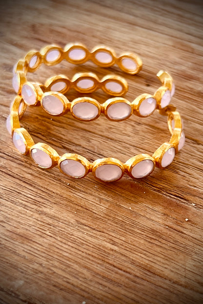 Rose Quartz Hoops
